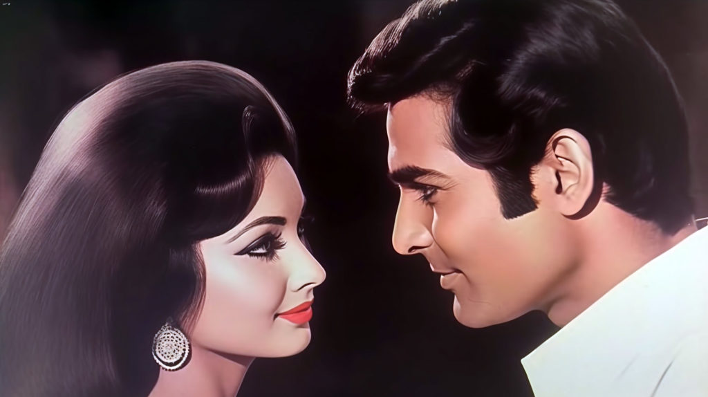 Sketch of the emotion in the song Roop Tera Mastana from Aradhana